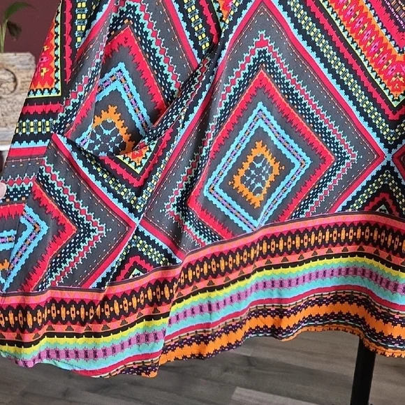APRICOT Multicolor Geometric Mini Dress | Boho Tribal Print Sleeveless NWT - Picture 4 of 7